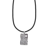 Sentimental Expressions Sterling Silver Rhodium-plated Waves Of Pride 22in Rubber Cord with 2in ext Necklace